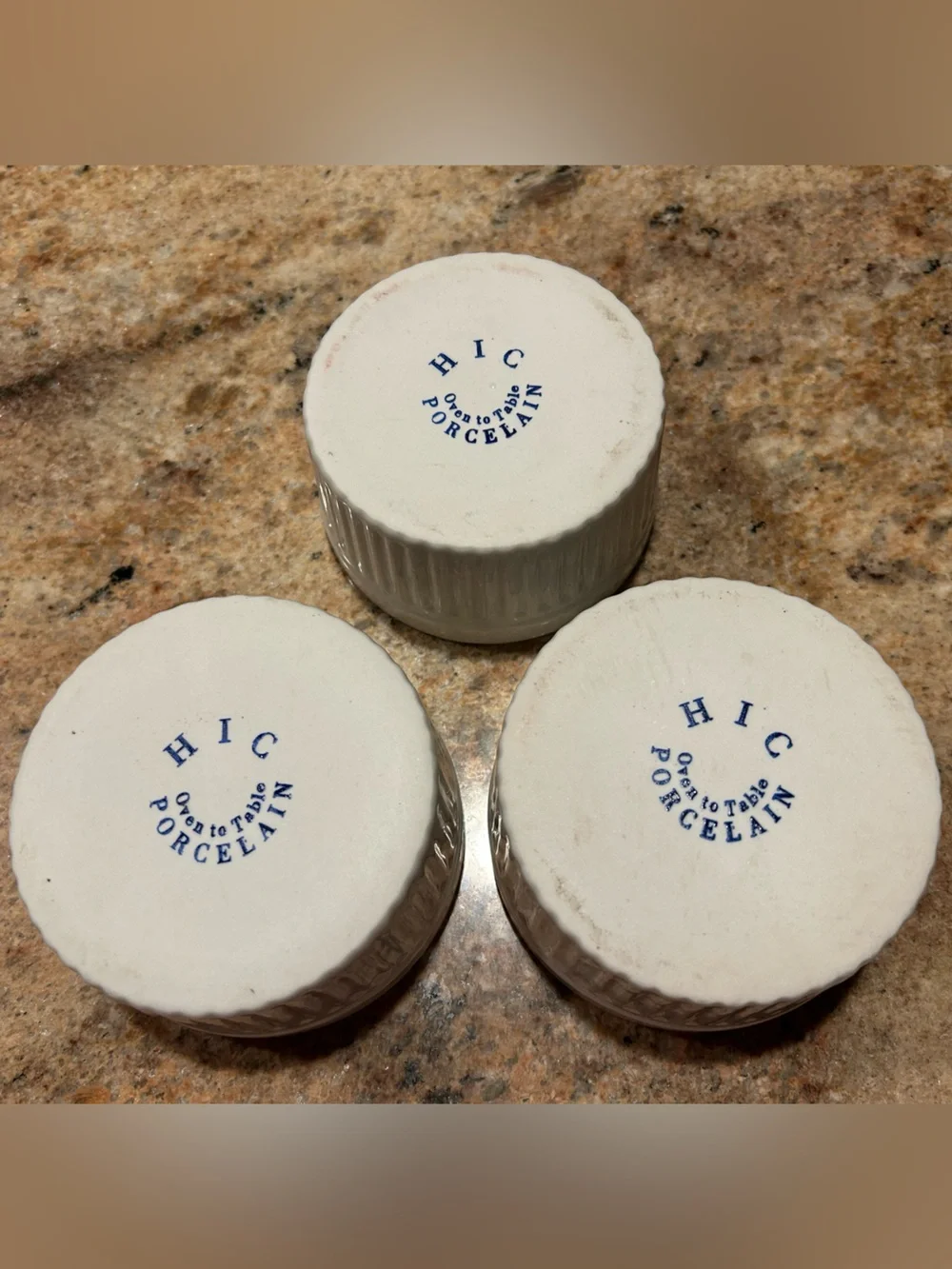 HIC White Fine China Porcelain Ramekin Set of 3 w/Classic Fluted Design 6 oz